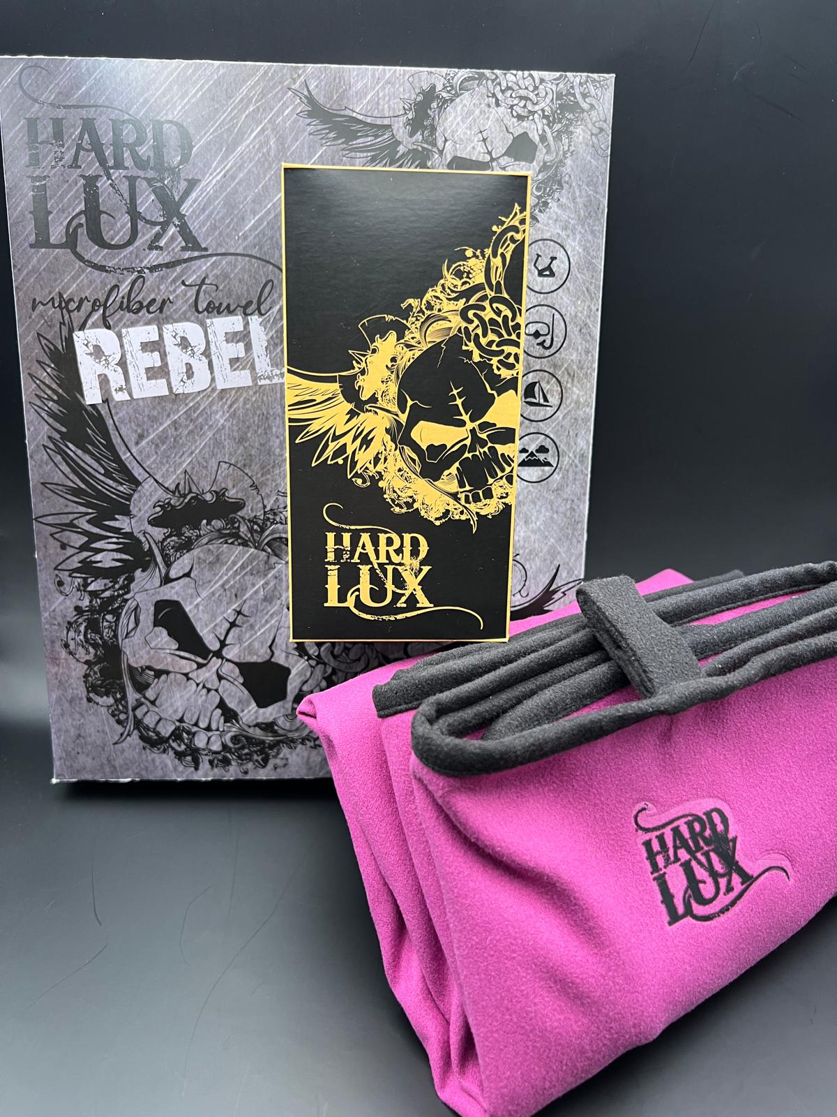 Pink microfiber towel with integrated magnetic strip and carry bag, 50*90